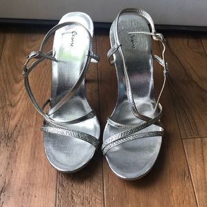 Sexy CESARE SILVER & RHINESTONE STRAPPY STILETTO